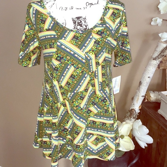 NWT LulaRoe Perfect T sZ S green orange azteca pri - Picture 1 of 8